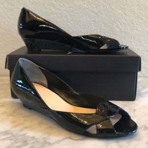 Cole Haan air Darleen black patent leather wedge